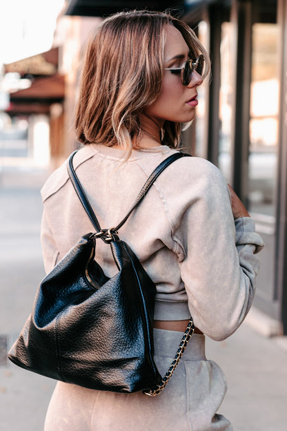 Dame Elegant Fuskeskinn Veske med Justerbare Remmer og Kjededetaljer