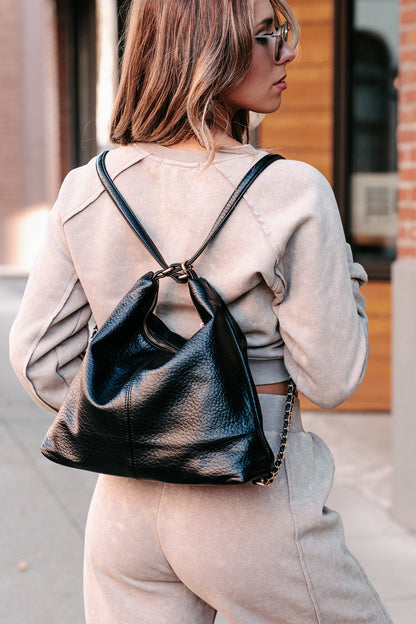 Dame Elegant Fuskeskinn Veske med Justerbare Remmer og Kjededetaljer