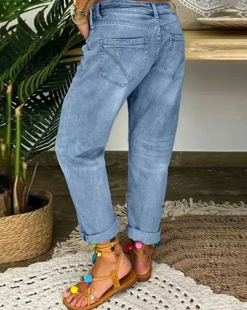 Dam Baggy Jeans med Lös Passform för Avslappnad Look 2