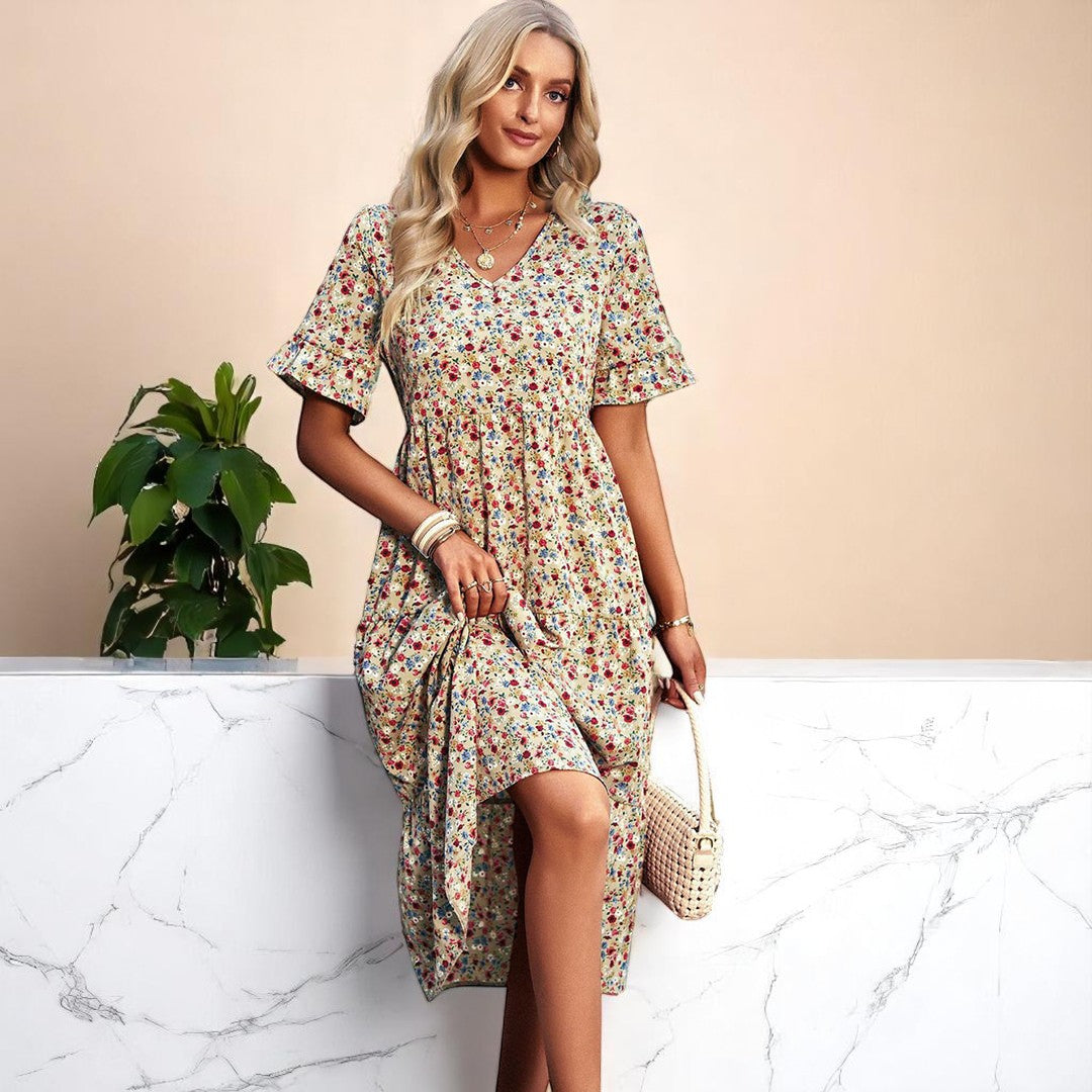 Dam Mellanlång Klänning med V-Ringning