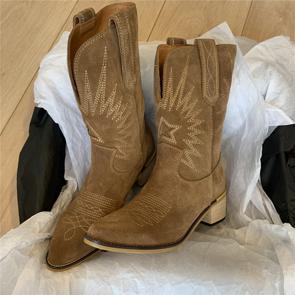 Dam Ankelboots med Klack i Westernstil