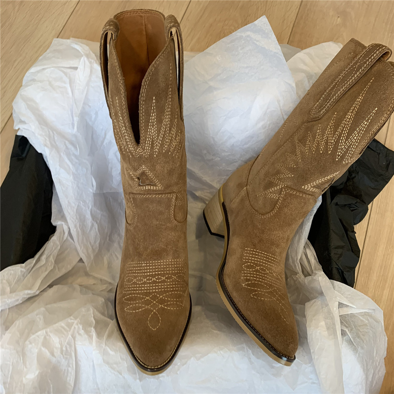 Dam Ankelboots med Klack i Westernstil