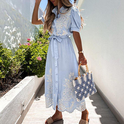 Dam Lång Klänning | Puffärmar