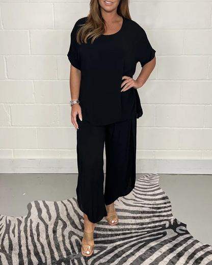 Dam Kostym med Rund Nacke