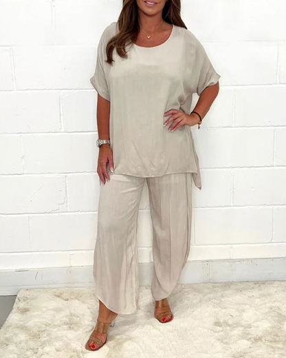 Dam Kostym med Rund Nacke