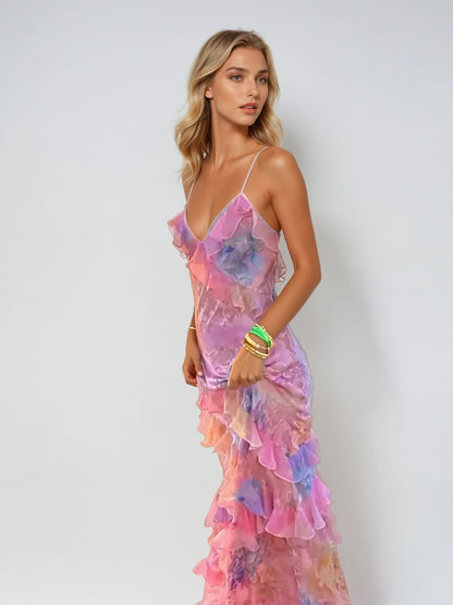 Dam Romantisk Långklänning med Rynkade Detaljer för Fest och Bröllop 0