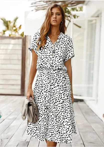 Dam Vintage Sommarklänning med Mittärmar för Vardags och Fest 8