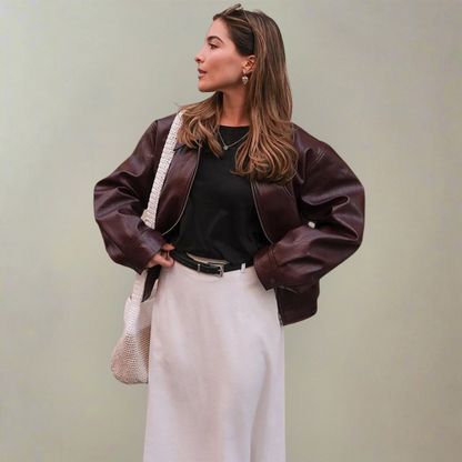 Dam Jacka med Lös Passform och Dragkedja