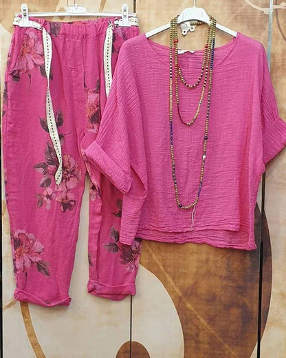 Dam Blus med Blommigt Tryck och Praktisk Ficka