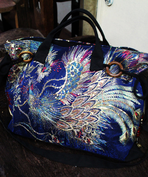 Dam Etnisk Broderad Canvas Axelväska med Justerbar Axelrem