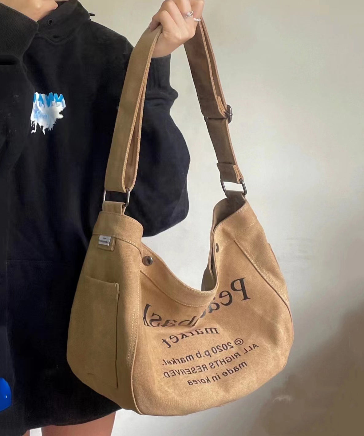 Dam Elegant Duk Crossbody Väska med Justerbar Axelrem och Stor Kapacitet