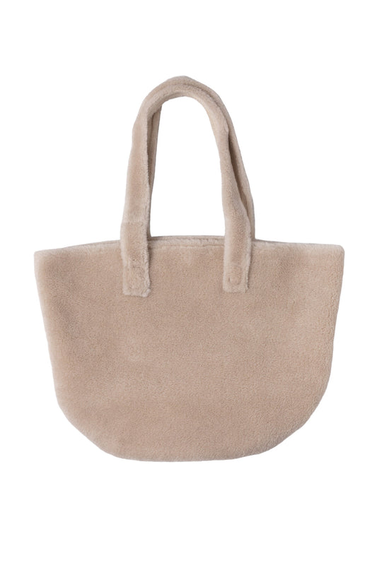 Dam Mjuk Shearling Tote med Långa Remmar för Höst- och Vinteroutfits