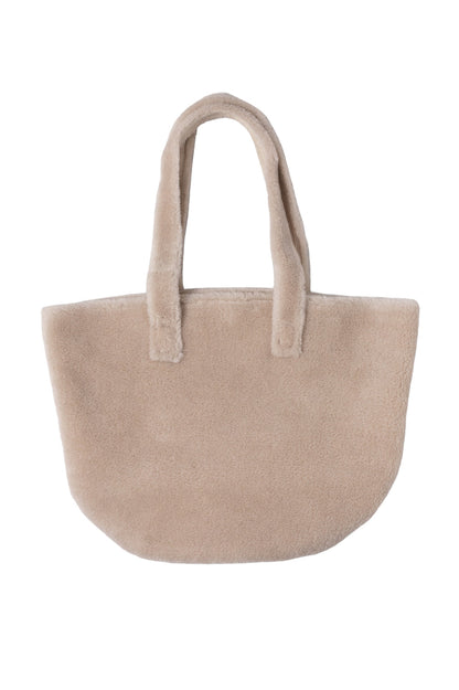 Dam Mjuk Shearling Tote med Långa Remmar för Höst- och Vinteroutfits