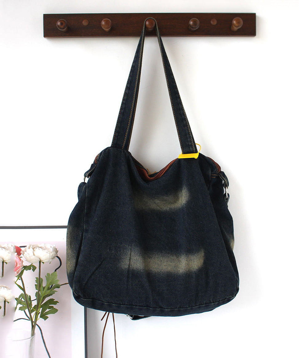 Dam Trendig Denim Handväska med Fransar och Zip-up Stängning