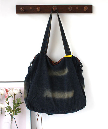 Dam Trendig Denim Handväska med Fransar och Zip-up Stängning