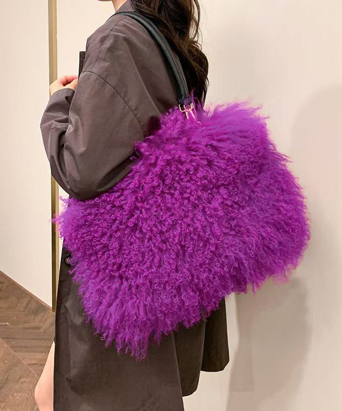 Dam Elegant Fårskinn Axelväska med Justerbar Axelrem och Fickor