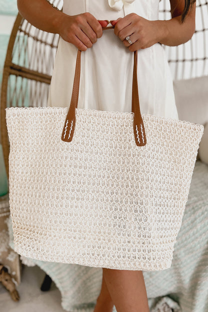 Damer Trendig Halm Tote med Broderad Detalj