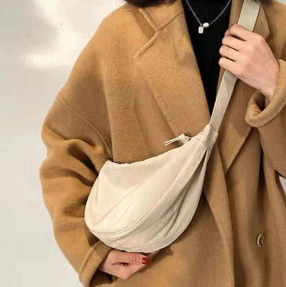 Desiree - Romslig Halvmåneformet Korsveske Veske med Flere Rom for Dame