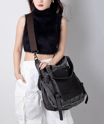 Dam Elegant Handgjord Duk Handväska med Fickor och Zip-up Stängning