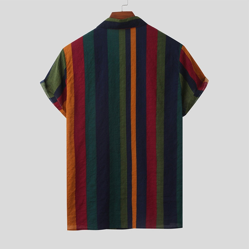 Herrens Kortärmade Mönstrade Skjorta