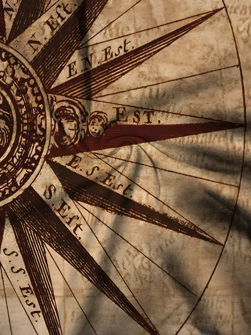 Herr Skjorta med Digitalt Kompassmönster