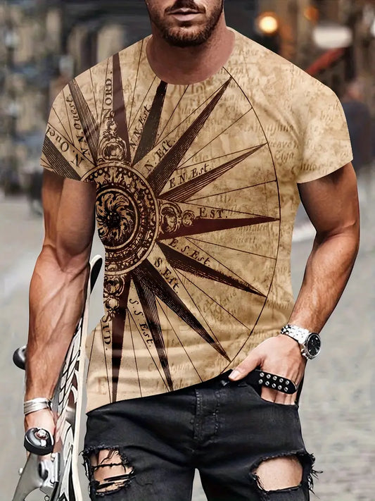 Herr Skjorta med Digitalt Kompassmönster