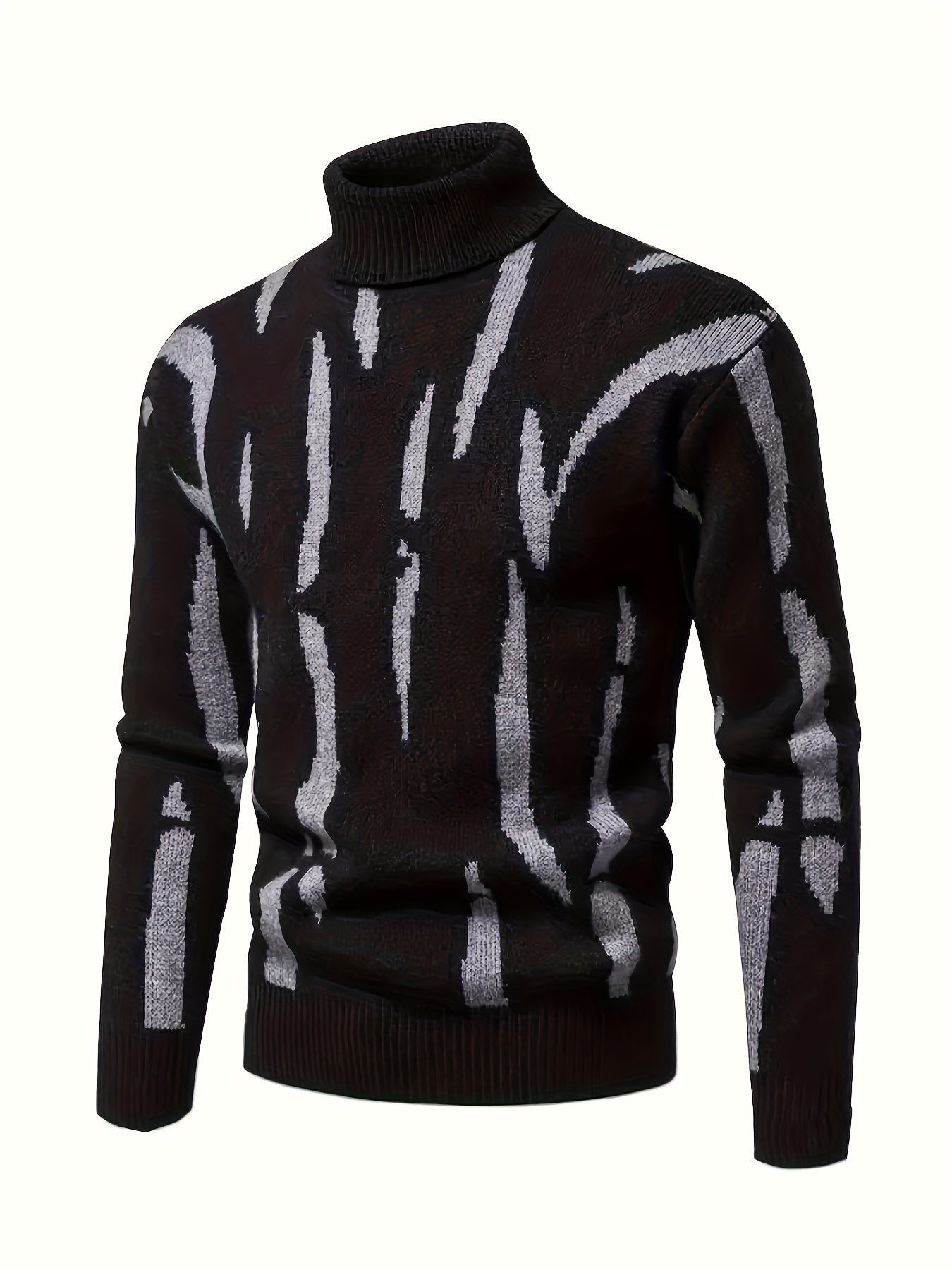 Herr Stickad Turtleneck med Graffititryck