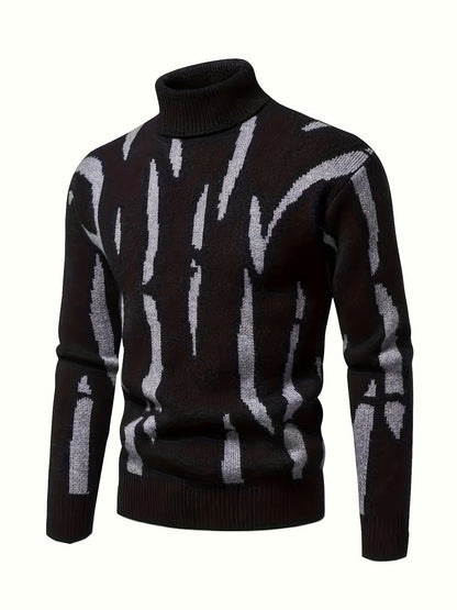 Herr Stickad Turtleneck med Graffititryck