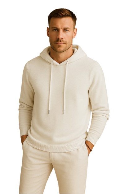 Herrens Avslappnade Huvtröja med Justerbara Snören och Ribbade Kanter 0