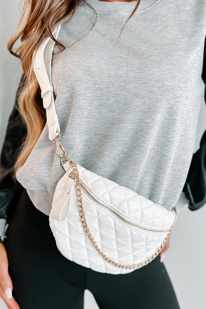 Dam Stylish PU Bumväska med Quiltad Detalj och Guld Hårdvara