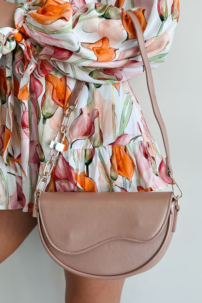 Dam Elegant PU Axelväska med Halvmåneform och Metallisk Snap-Stängning