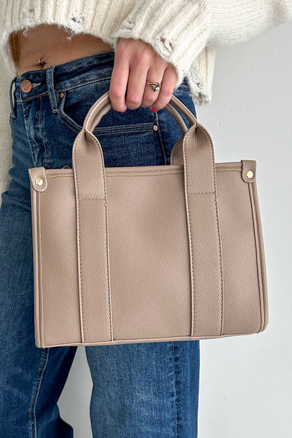 Dams Elegant Faux Läder Tote Väska med Avtagbart Band
