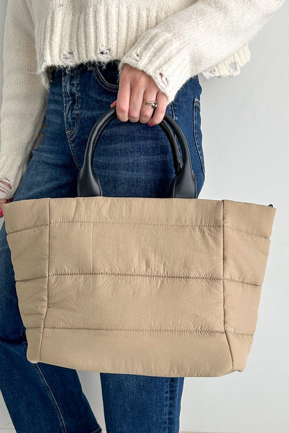 Dam Stilren Nylon Totväska med Avtagbar Crossbody Rem och Inre Fickor