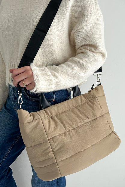 Dam Stilren Nylon Totväska med Avtagbar Crossbody Rem och Inre Fickor