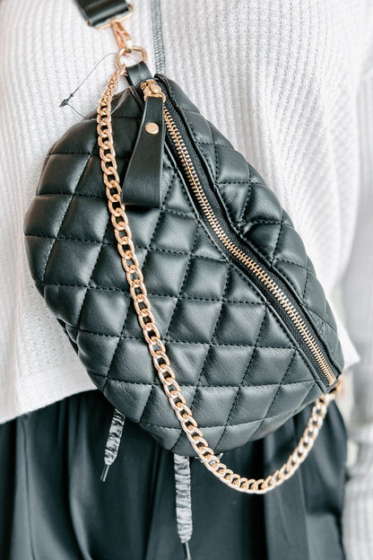 Damens Elegant PU Konvertibel Bumväska med Quiltad Detalj