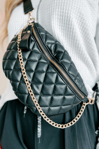 Damens Elegant PU Konvertibel Bumväska med Quiltad Detalj