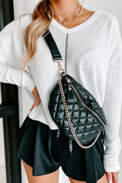 Damens Elegant PU Konvertibel Bumväska med Quiltad Detalj