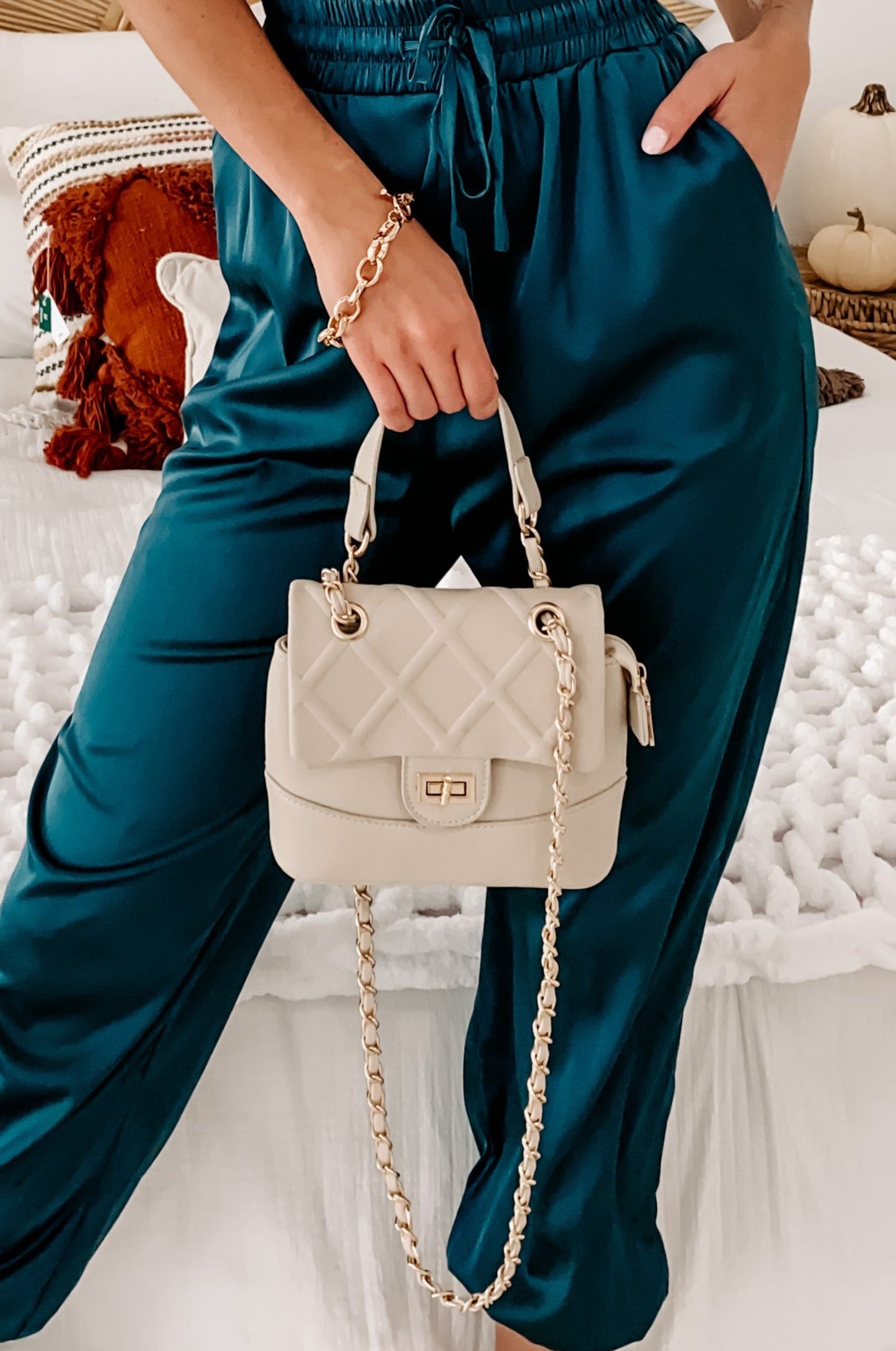 Damernas Elegant Faux Läder Väska med Kedjestrap