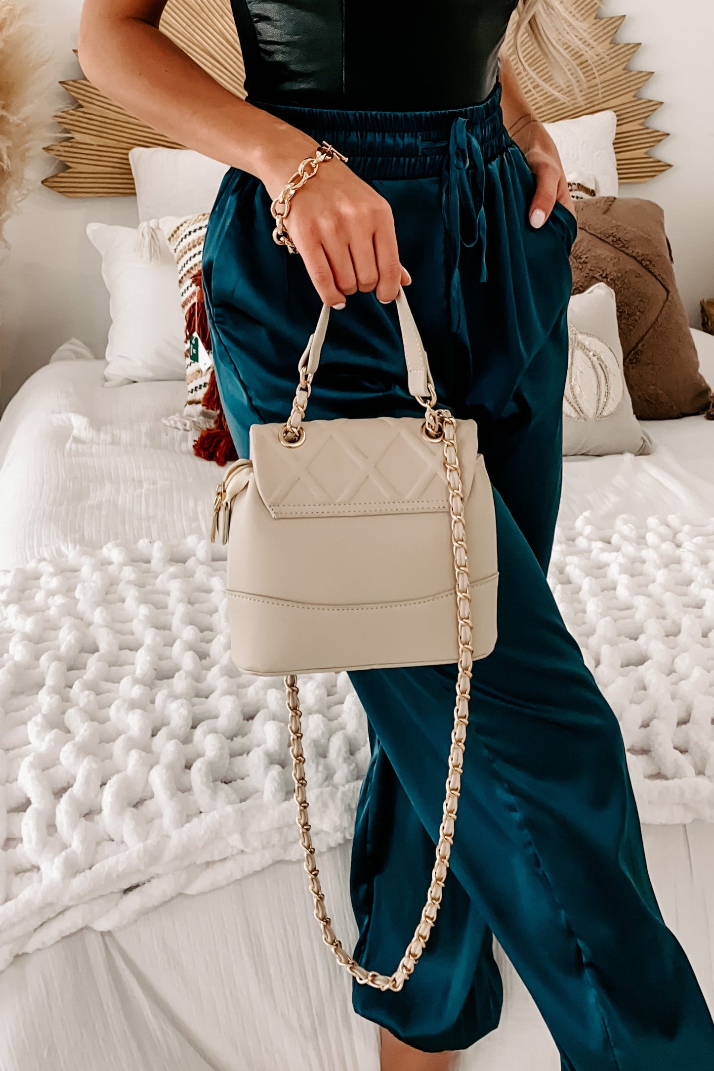 Damernas Elegant Faux Läder Väska med Kedjestrap