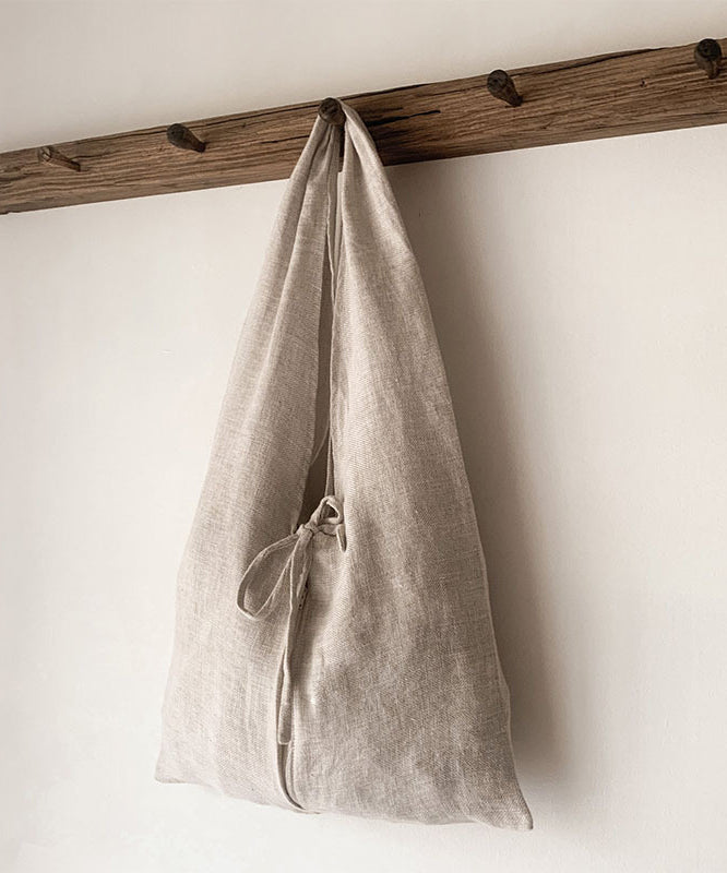 Damens Trendiga Linne Axelväska med Stor Kapacitet och Elegant Snörning