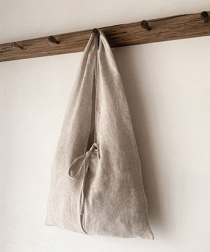 Damens Trendiga Linne Axelväska med Stor Kapacitet och Elegant Snörning