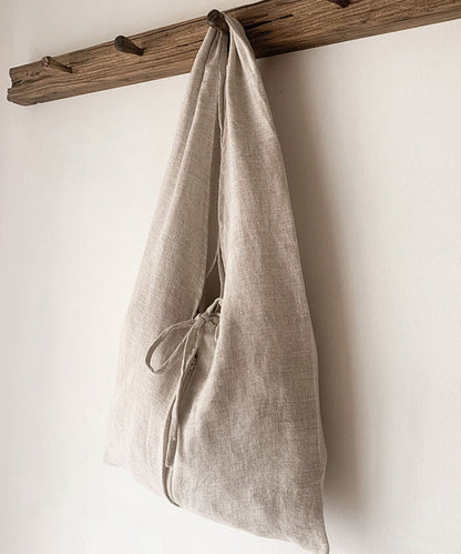 Damens Trendiga Linne Axelväska med Stor Kapacitet och Elegant Snörning