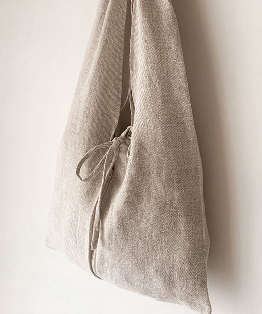 Damens Trendiga Linne Axelväska med Stor Kapacitet och Elegant Snörning