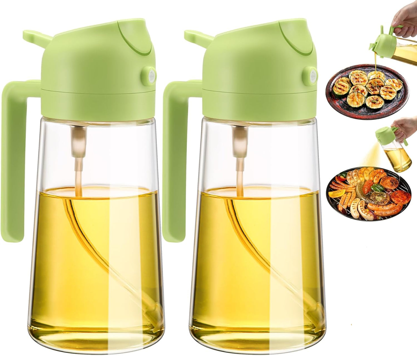 Köksoljeflaska och Sprutflaska med Bred Öppning, 2-Pack