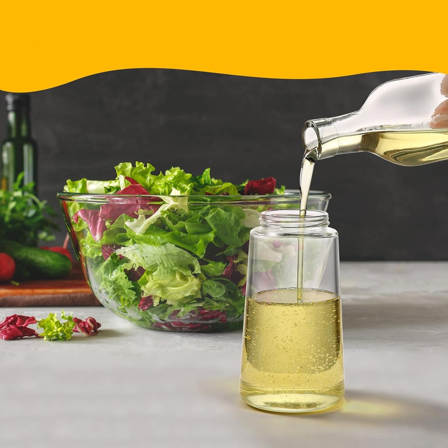 Köksoljeflaska och Sprutflaska med Bred Öppning, 2-Pack