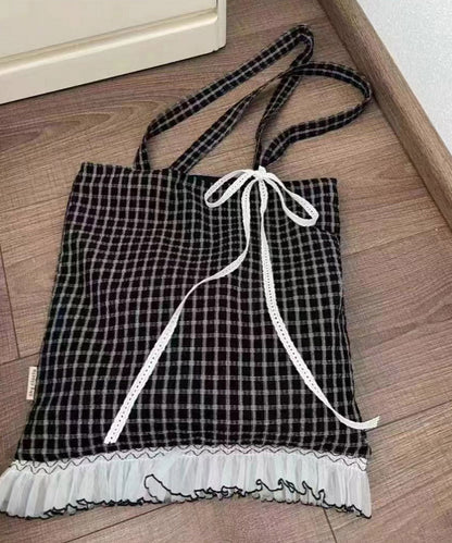 Dam Elegant Mjuk Bomull Axelväska med Spetsdetaljer