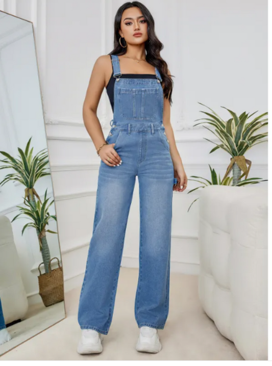 Dam Jumpsuit med Breda Ben och Justerbara Remmar