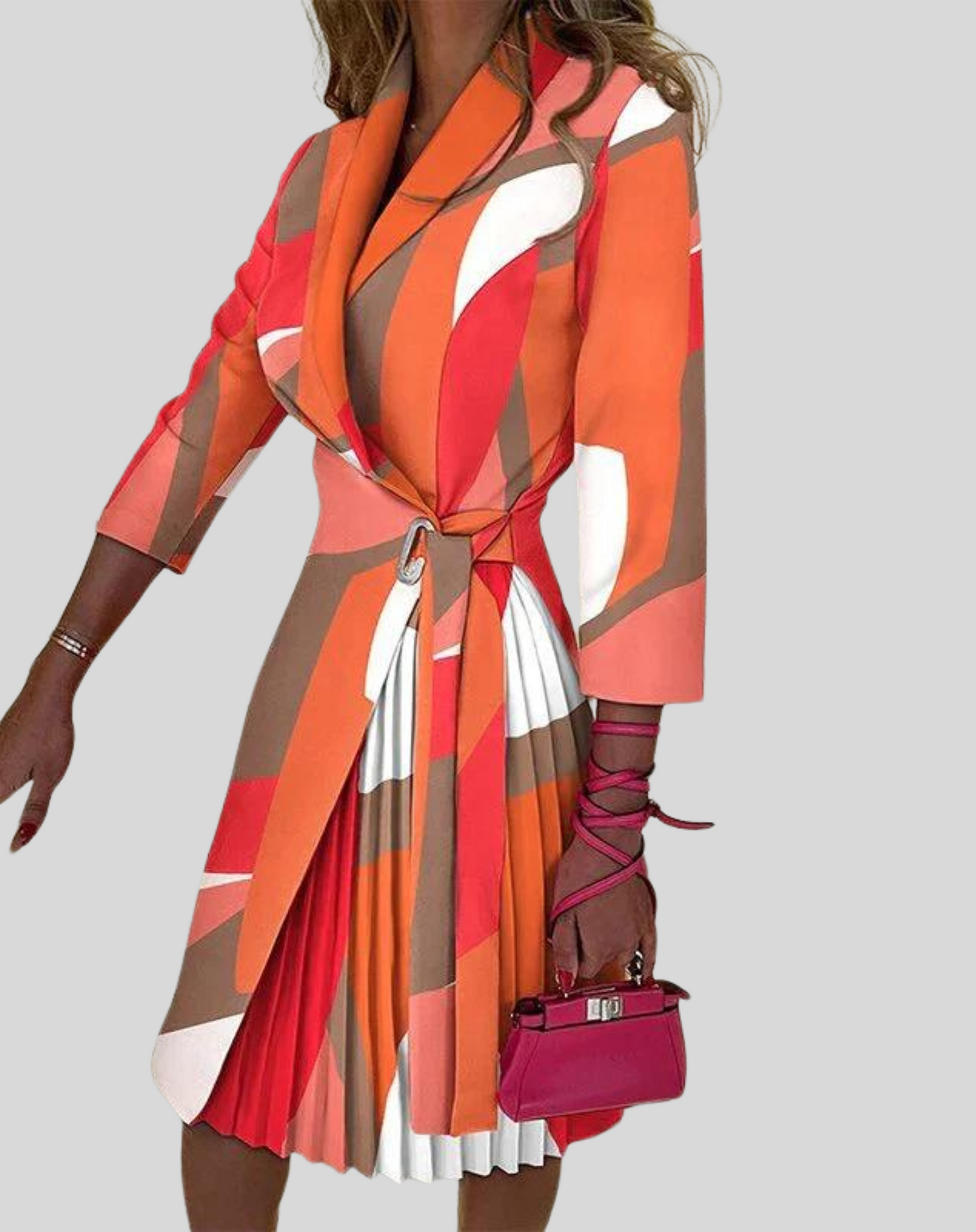 Dam Blazerk­länning med Halvlånga Ärmar och Sidobälte