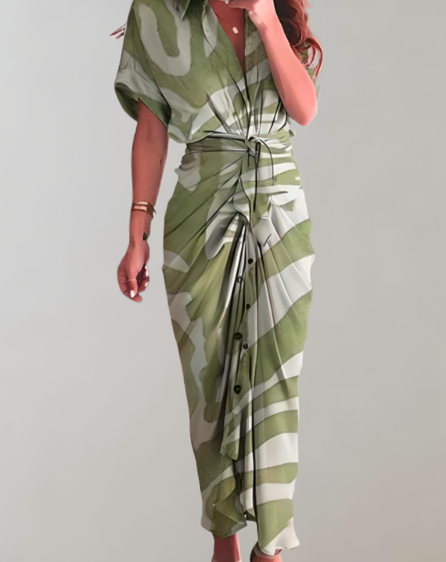 Dam Klassisk Lång Klänning med Batwing Ärmar