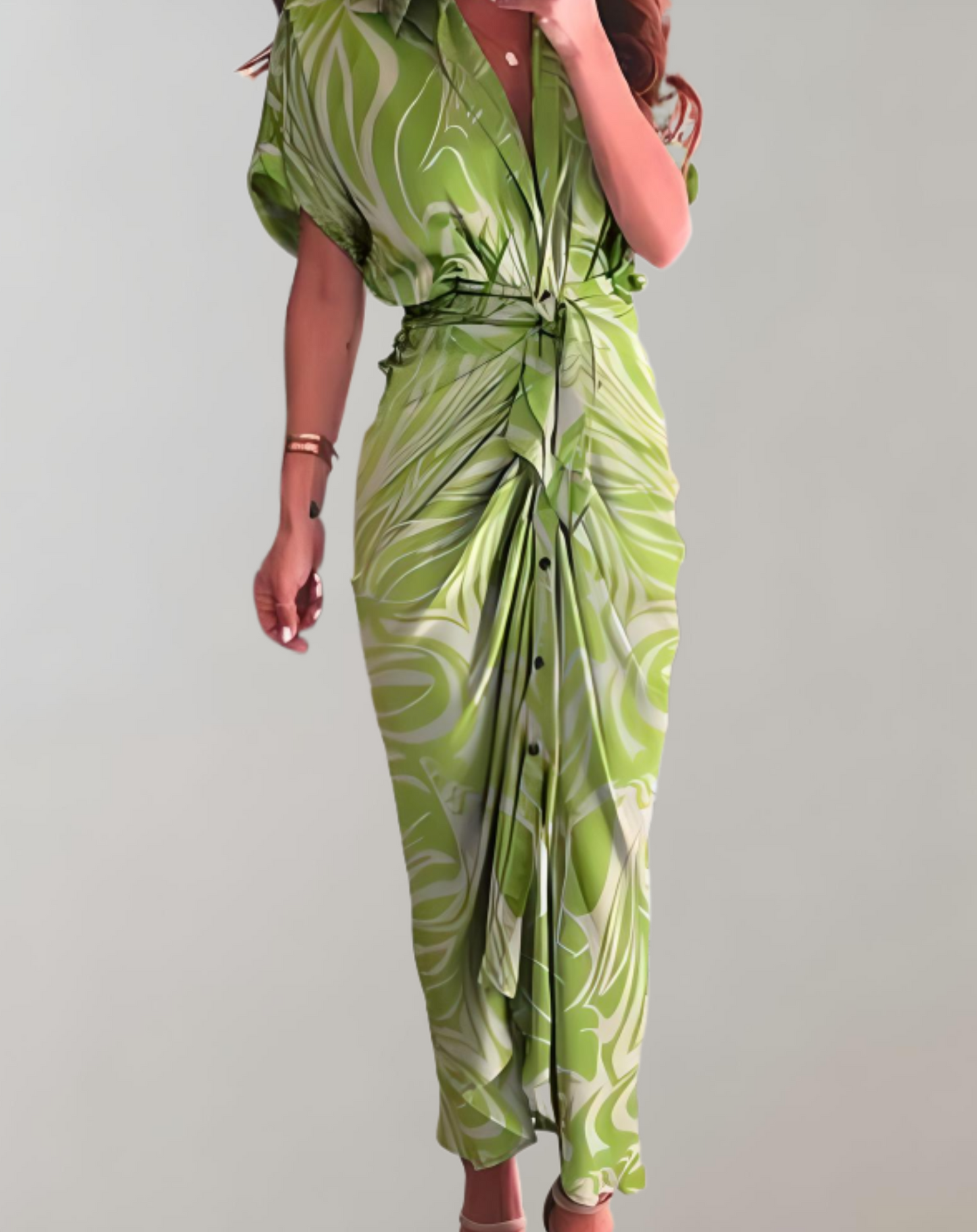 Dam Klassisk Lång Klänning med Batwing Ärmar